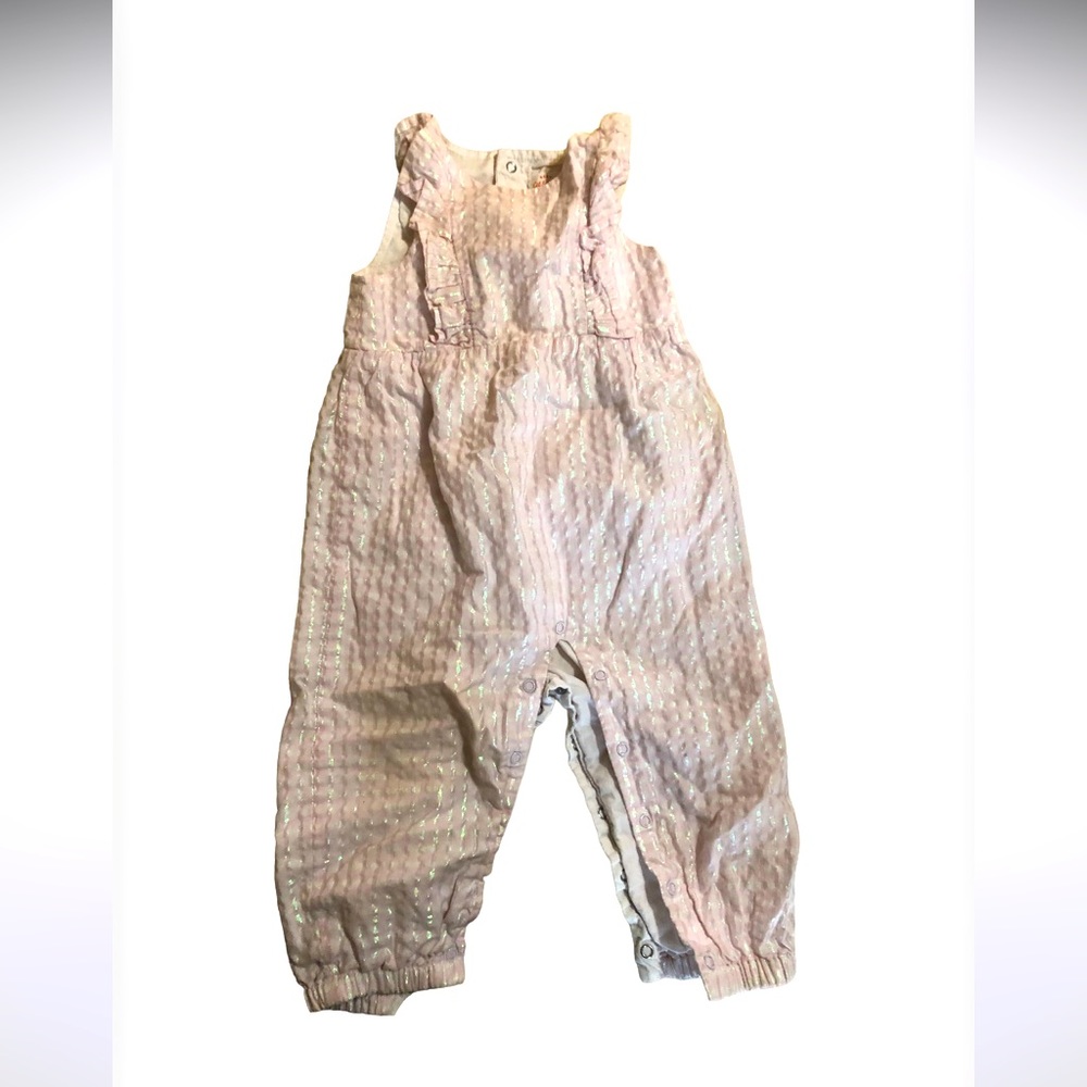 Baby girl Iridescent pink overalls